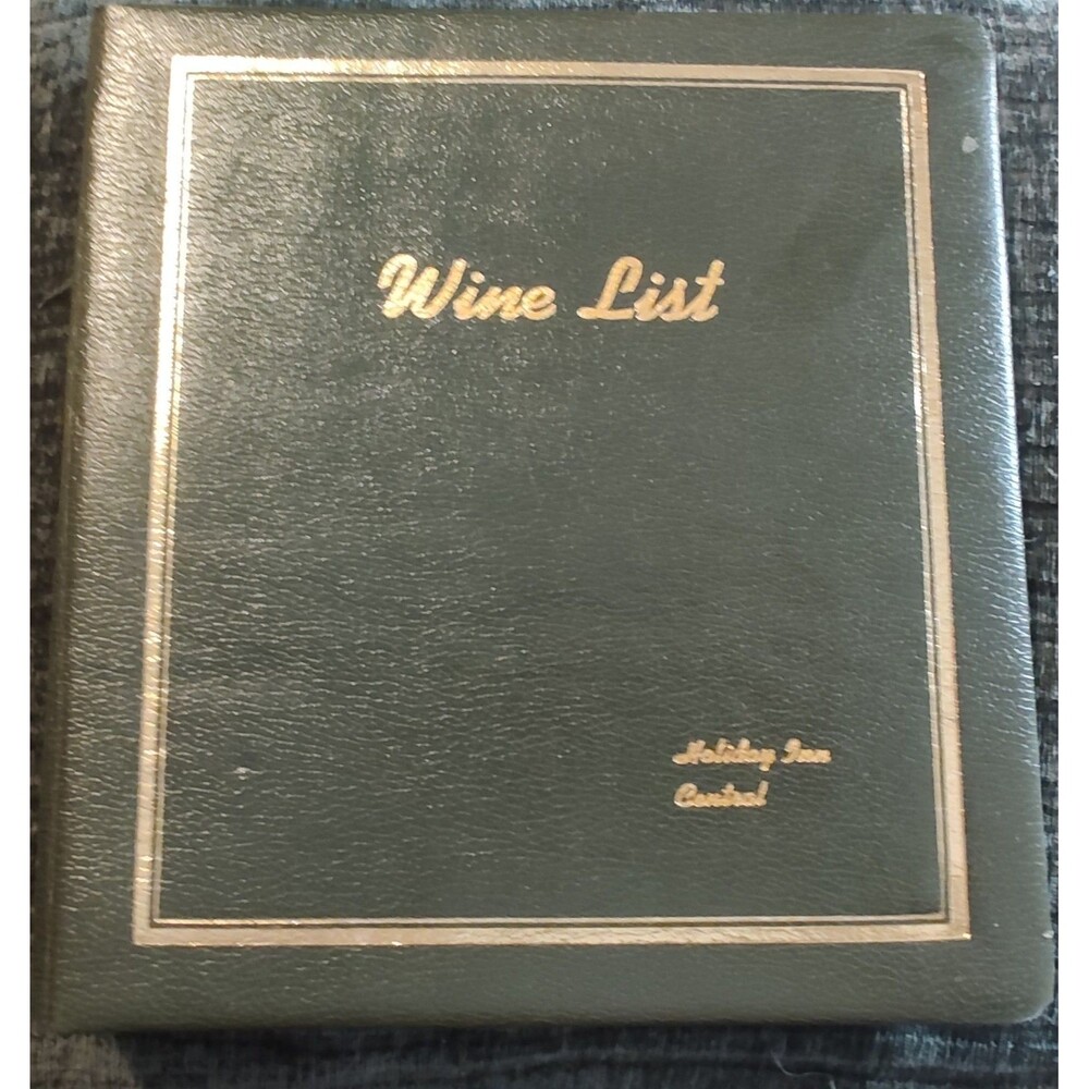 Vintage Holiday Inn Central Wine List Leather Folder Gold Leaf Laminated 1960-70